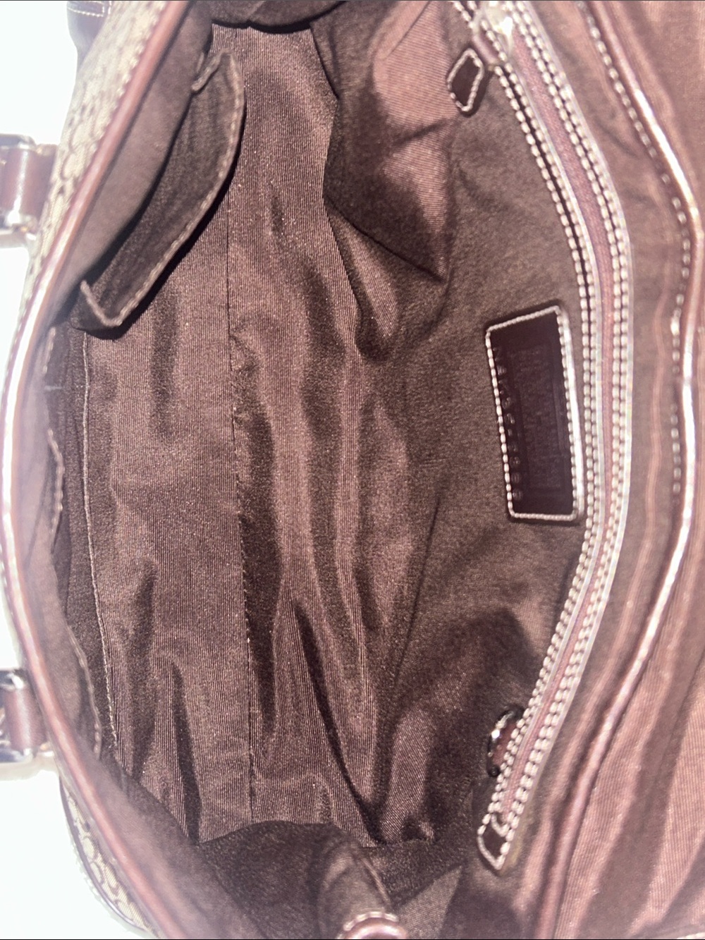 Coach Brown Signature Canvas and Dark Brown Leather Satchel - Picture 3 of 5